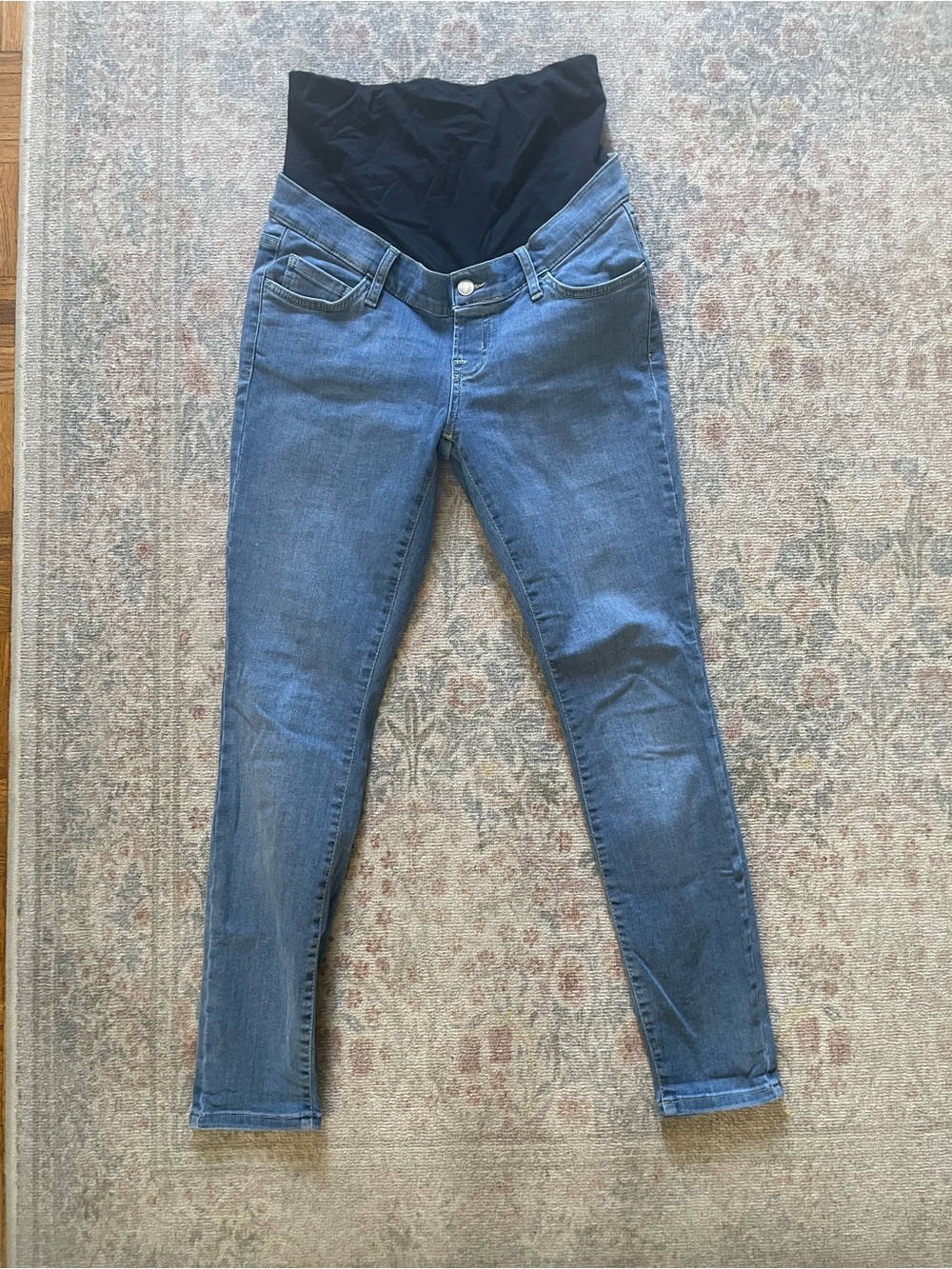 GAP Skinny Maternity Jeans in Blue with Black Belly Panel
